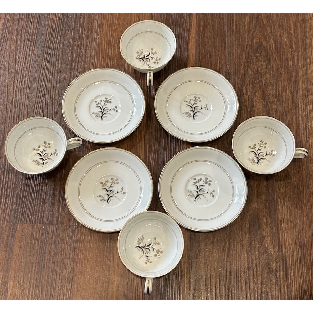 Vintage Noritake China Japan 5521 Winton Floral Pattern Set Of 4 Cup And Saucer
